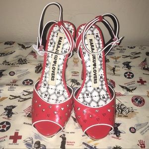 Harajuku Lovers Red Patent Leather Peep toe heels!